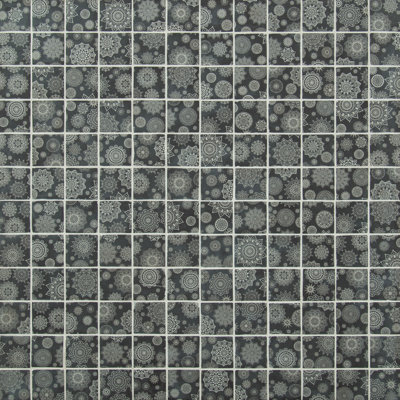 Carreau de mosaïque murale en verre brillant 12 po x 12 po Midnight Mandala