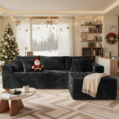 2 - Piece Upholstery Boneless Compression Sectional, Convertible Cloud-Like Sofa with No Assembly