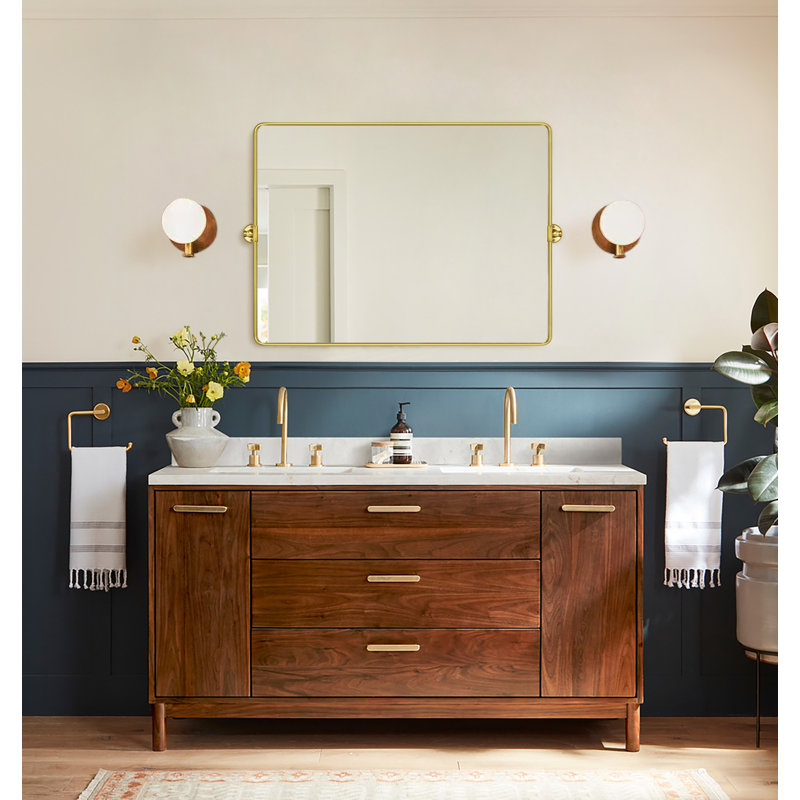 Beveled Pivoting Mirror, Brushed Gold, 30" x 40"