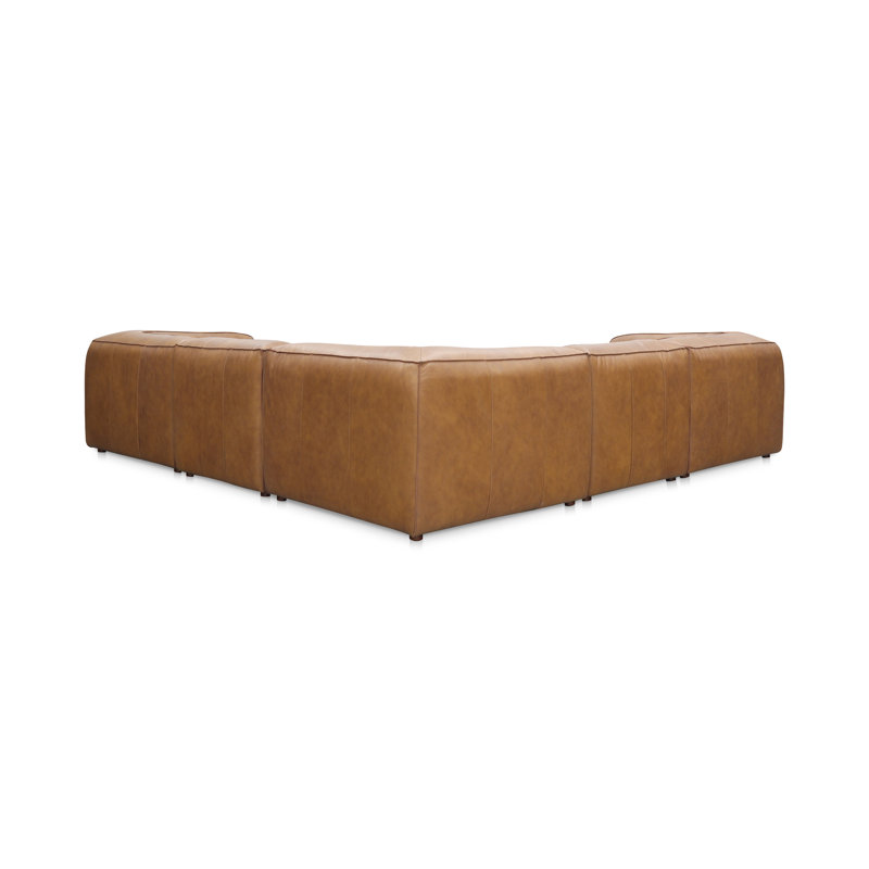 Form Astra 5 - Genuine Leather Modular Sectional, Tan Genuine Leather