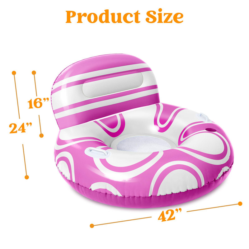 Inflatable Pool Lounger with Big Seatback, Pink