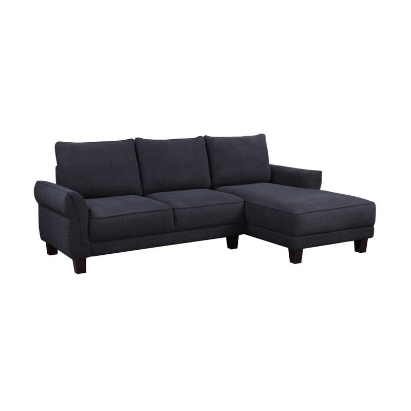 Lingeswaran 96" Sectional Sofa with Left-Facing Chaise, Black Sherpa