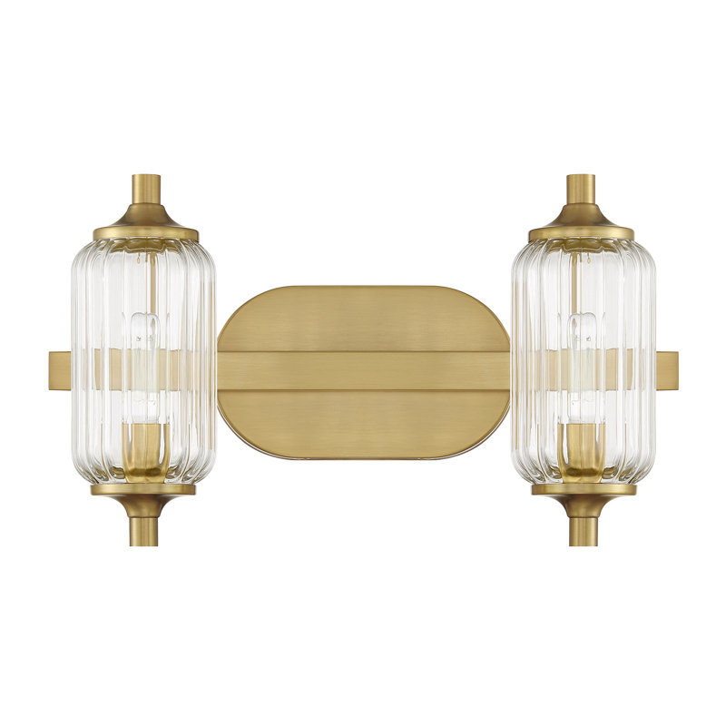 Nunley 2-Light Bathroom Vanity Light in Brass, Brass, 9" H x 16" W x 3.5" D, 2 Lights