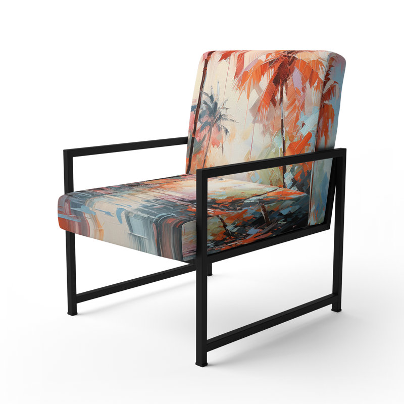 Davidenko - Chaise d'appoint rembourrée Palm Trees, Noir, noir, noir, noir