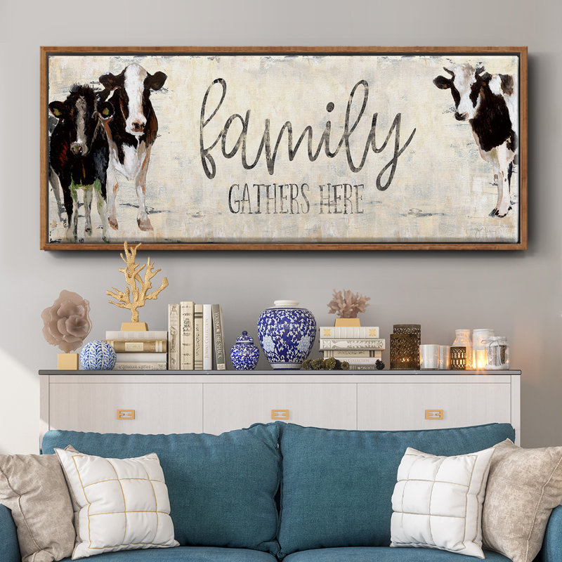 «Family Gather Here», toile encadrée, H 12 po x l 30 po