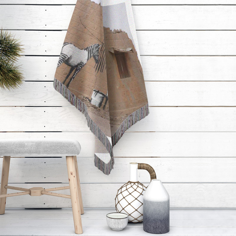 Banksy Graffiti Hand Woven Throw Blanket, 60" W x 80" L