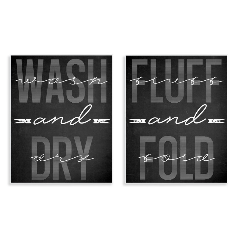 Ensemble de 2 plaques murales, "Laundry Laundry" en noir, design par Marcus Prime