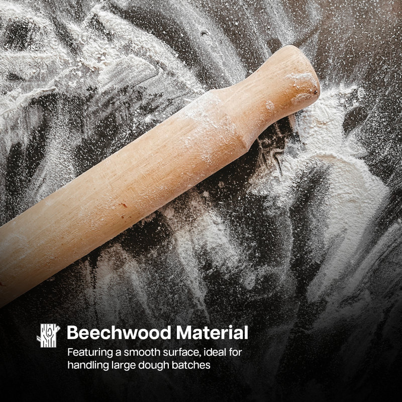 Besto Wood Rolling Pin, 46cm H x 3.5cm W x 3.5cm D