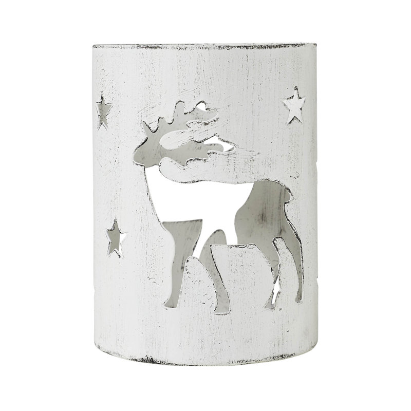 Festive Finds Votive Candle Holder Reindeer White, 6" H x 4.25" W x 4.25" D