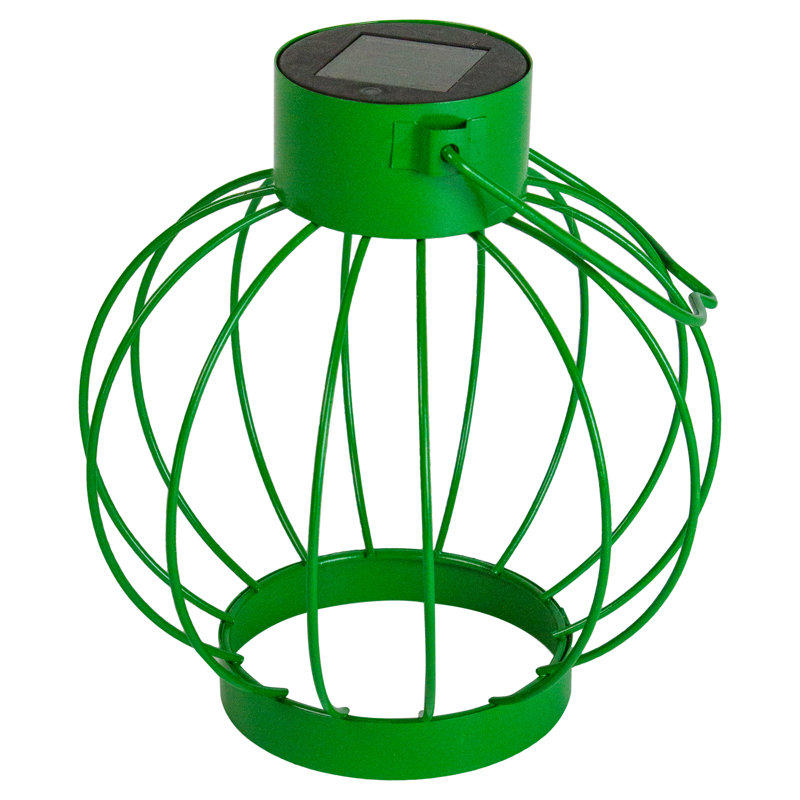 6.5" Outdoor Hanging LED Solar Lantern with Handle, Green