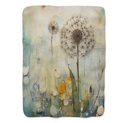 Weathered Dandelions - 1 Piece Premium Sherpa Blanket 0020