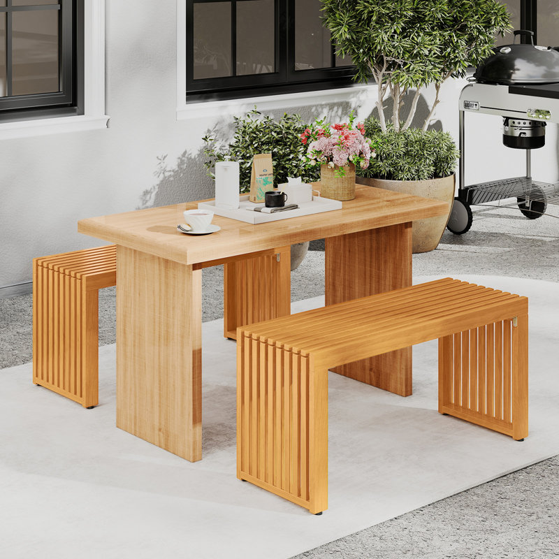 Causeuse 36 pouces en bois d'acacia à lattes pour 2 personnes, capacité de 800 lb