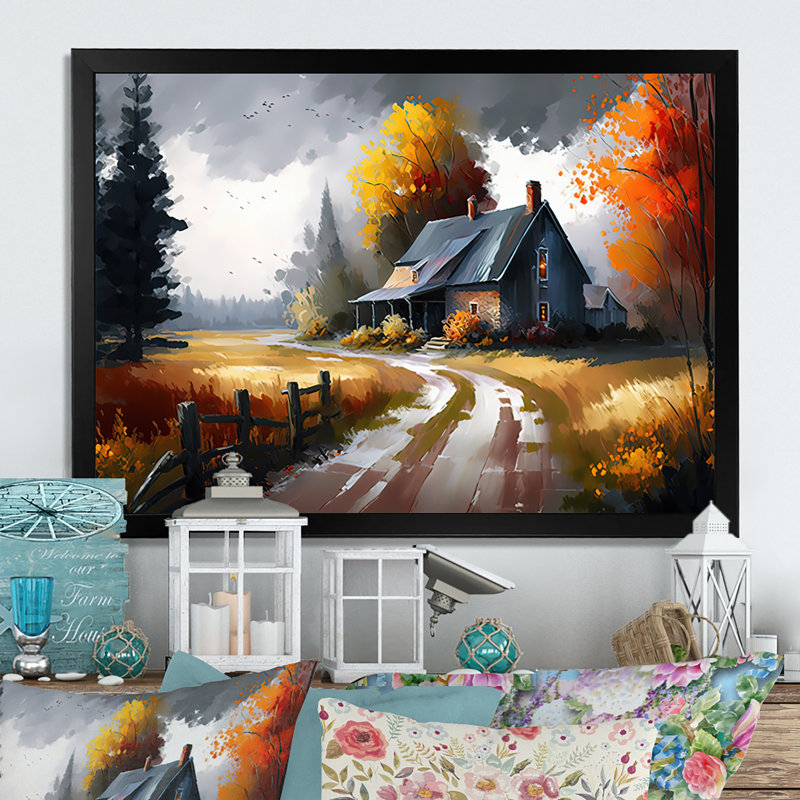 Welcome To The Cottage House VI - Print on Canvas, Black Framed, 12" H x 20" W x 1" D