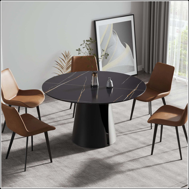 Table de salle à manger 53,15 po, 29.53"H x 53.15"L x 53.15"W, Black