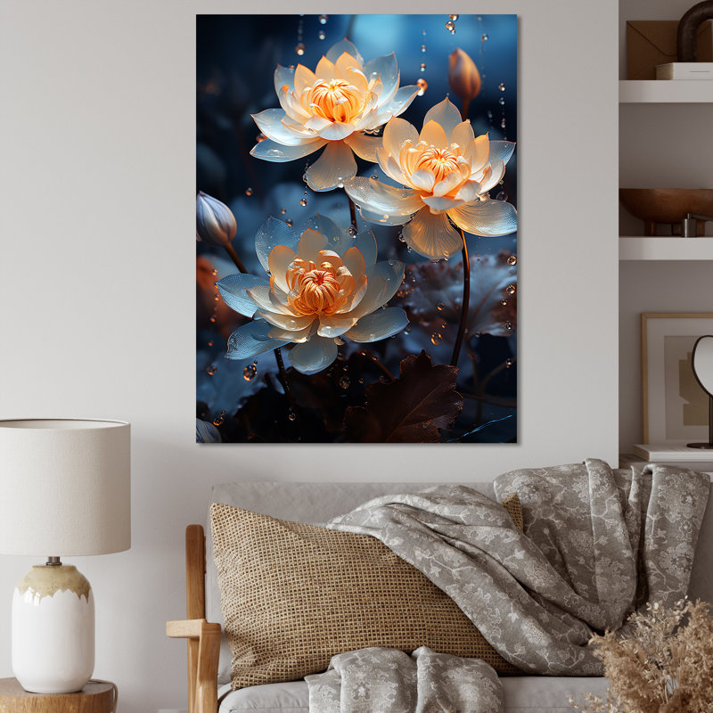 «Beautiful Rainy Lotus Dance II», reproduction sur toile, Toile tendue, H 32 po x l 16 po x P 1 po