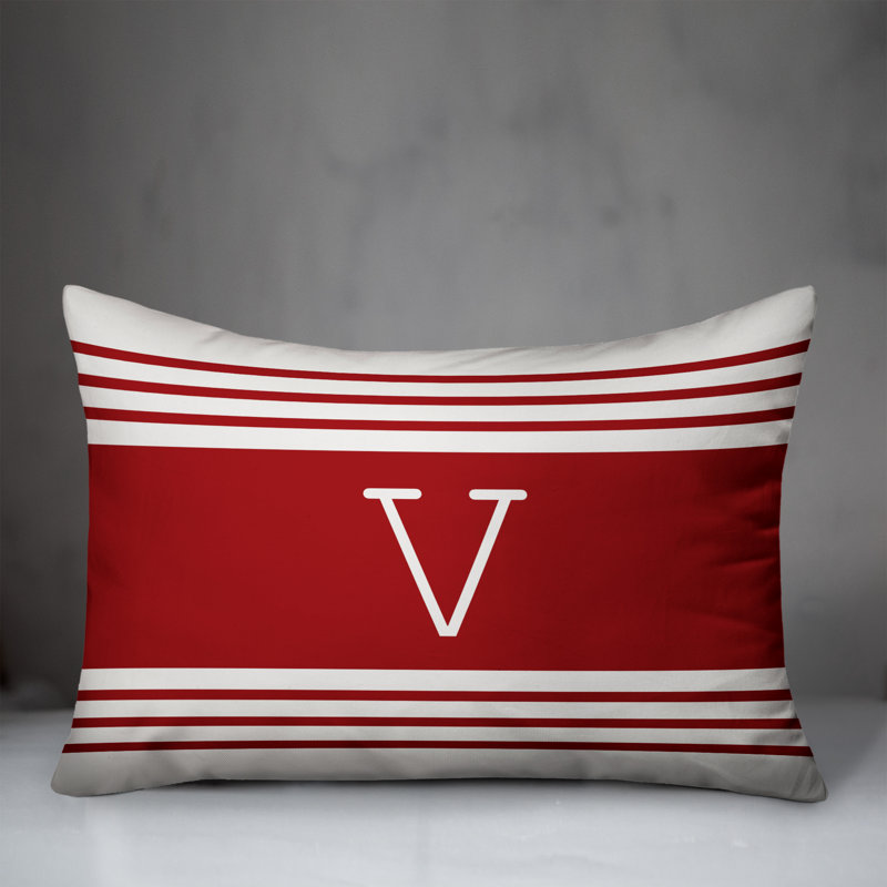 Striped Throw Pillow, V, Red