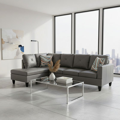 Ensemble de canapé modulaire en cuir 2 pièces avec méridienne Monaco