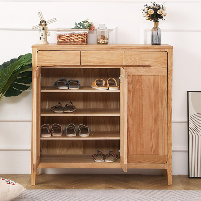 Burlywood Solid Wood Shoe Storage Bench, Burlywood