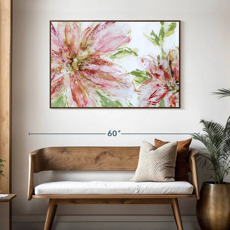 Panache floral, 46 po x 31 po, Cadre flottant noyer