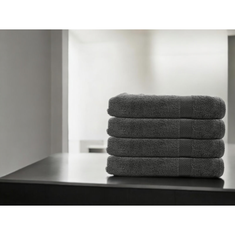 Summit 4 Piece Bath Towel Set, 100% Cotton, Flint Gray