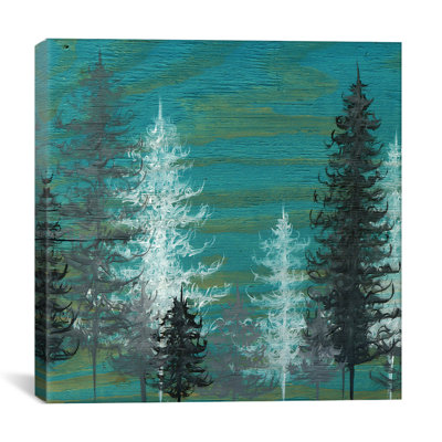Teal Trees by Emily Magone Print Painting on Canvas