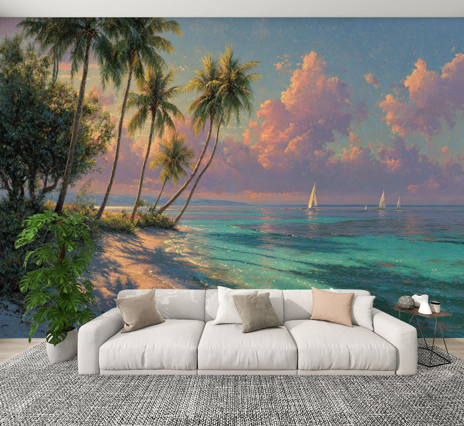 Red Barrel Studio Beach Peel and Stick Wallpaper Golden Hour Tropical ...