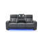 Canapé inclinable électrique 3 places avec console rabattable, éclairage ambiant à DEL, charge sans fil et appuis-tête réglables - similicuir gris
