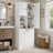 Tall Storage Cabinet With Adjustable Shelves, Large Flip-Out Basket & Enclosed Cabinets – Perfect For Bathroom, Living Room, Or Office, MDF Material With Aluminum Alloy Handles-1285130376