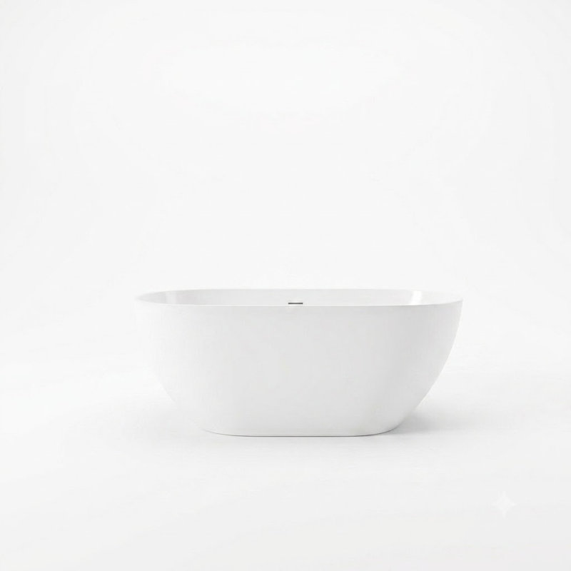 ADECAB 70'' x 29.5'' Modern Oval Solid Surface Freestanding Soaking Bathtub