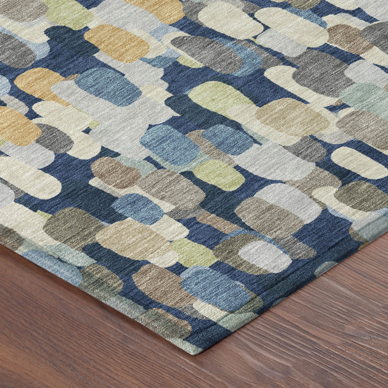 Machine Washable Indoor/Outdoor Chantille ACN2451 Casual Rug, Navy, 9' x 12'