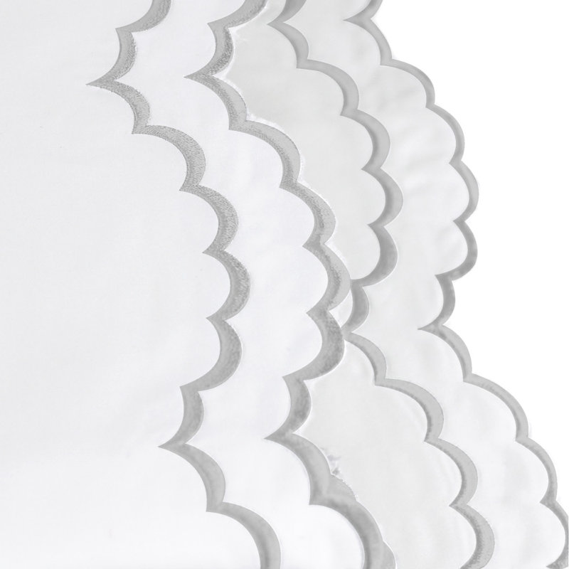 Ensemble de draps 100% coton 300 fils Bara, Ensemble de draps pour lit simple avec 1 taie d'or, Gris / blanc