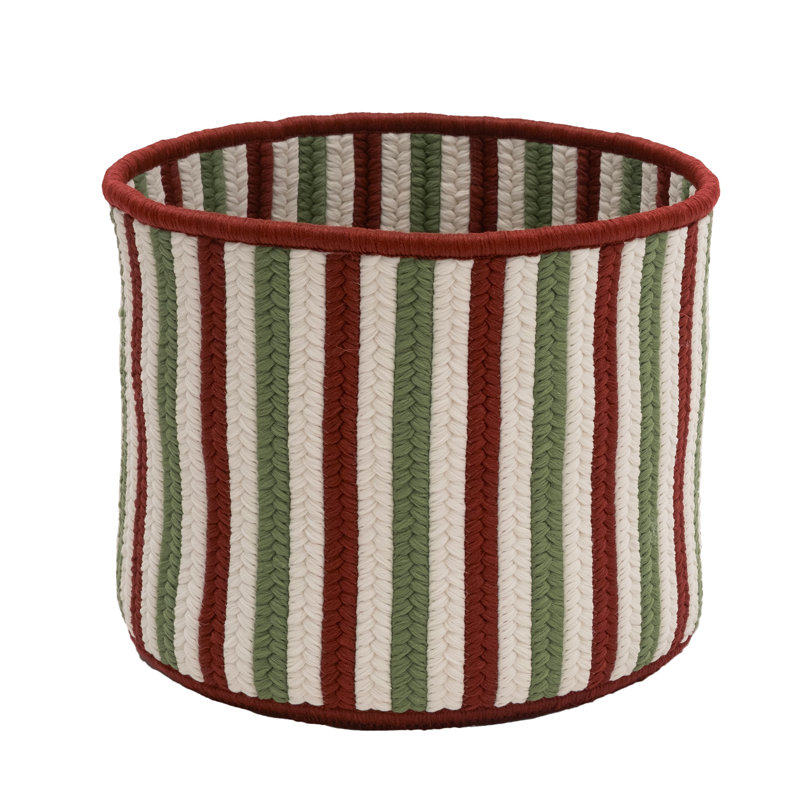 The Holiday Aisle® Fabric Decorative Basket, 8" H x 12" W x 12" D, Red/Green