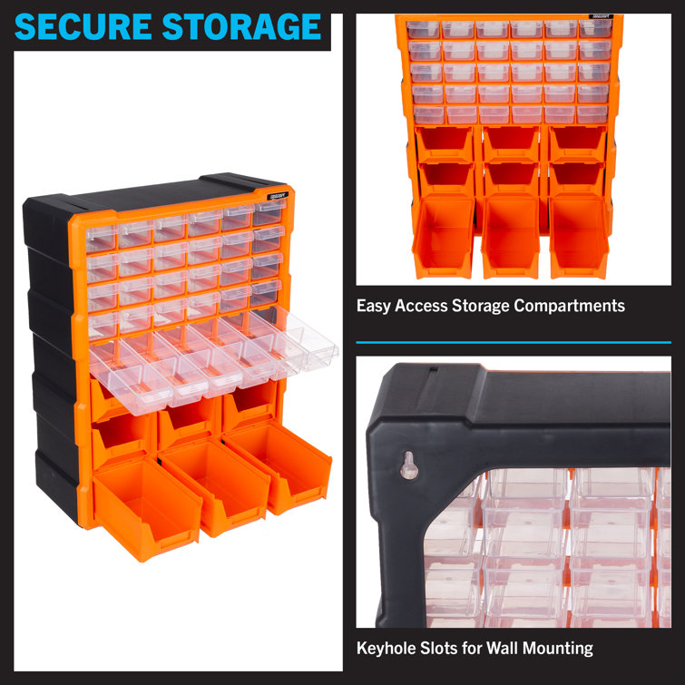 Plastic Storage Drawers 39-Drawer Screw Organizer Craft Cabinet, Black