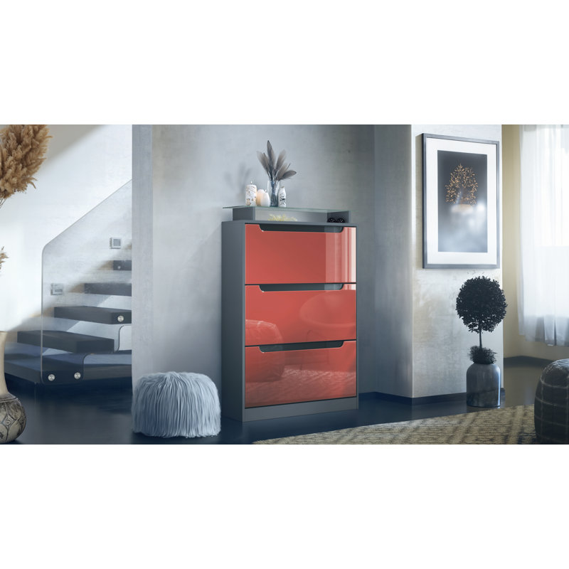 24 Pair Shoe Storage Cabinet, Anthracite/Bodeaux