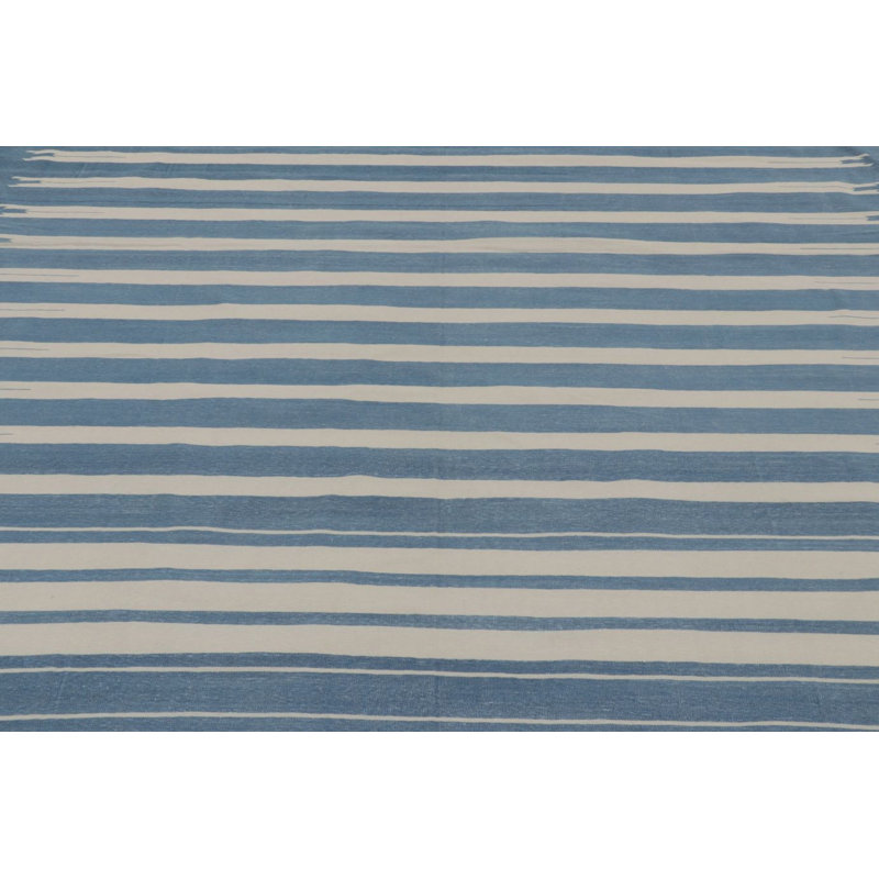 Kilim & Flat Weave Cotton Striped Area Rug, Rectangle 12' x 15'