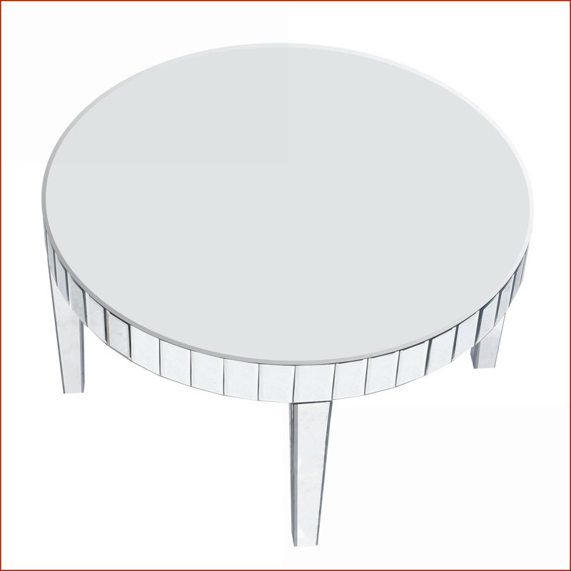 Table basse ronde argentée à miroir Starburst pour le salon, peu encombrante Facile à nettoyer