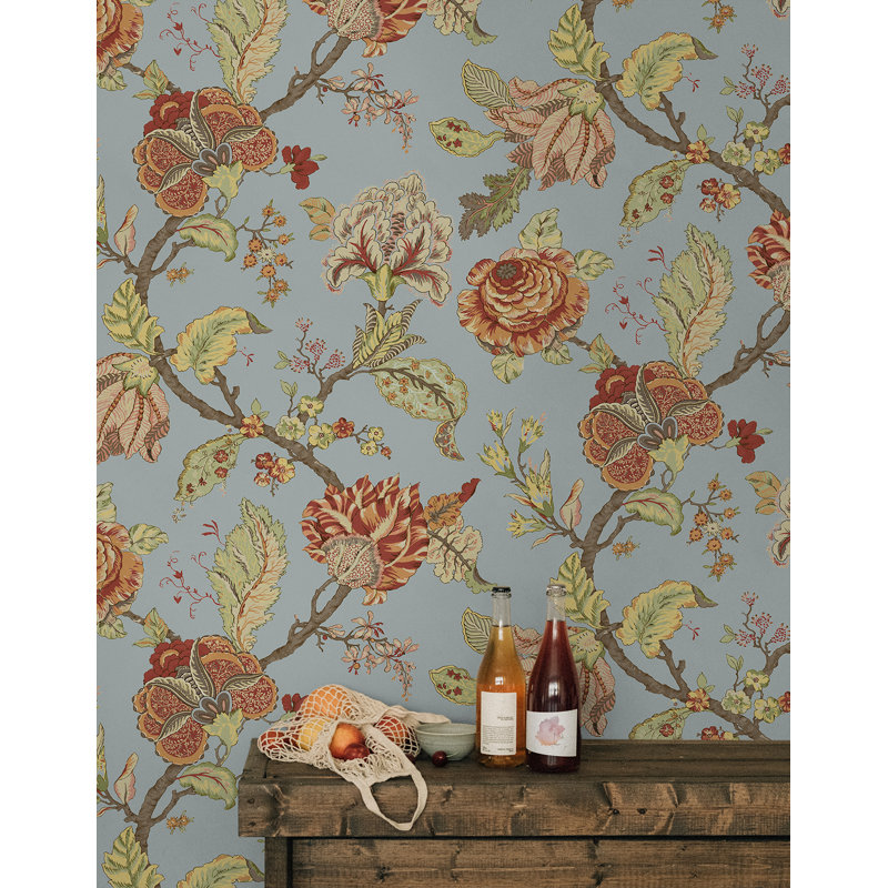 Papier peint floral Gorkis, Bleu crépuscule
