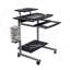 Chariot d'ordinateur compact avec rangement, espresso