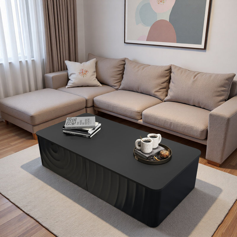 Table basse 2 tiroirs Modern, Noir