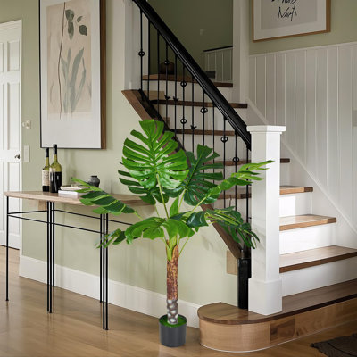 Vikki 4Ft Artificial Monstera Tree, 47" Faux Tropical Palm Tree with Realistic Split Leaves, Potted Fake Indoor Floor Plant for Living Room, Bedroom, Office, Entryway & Home Decor