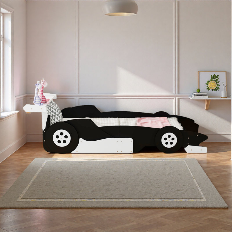 Lit plateforme simple avec roulettes, Noir