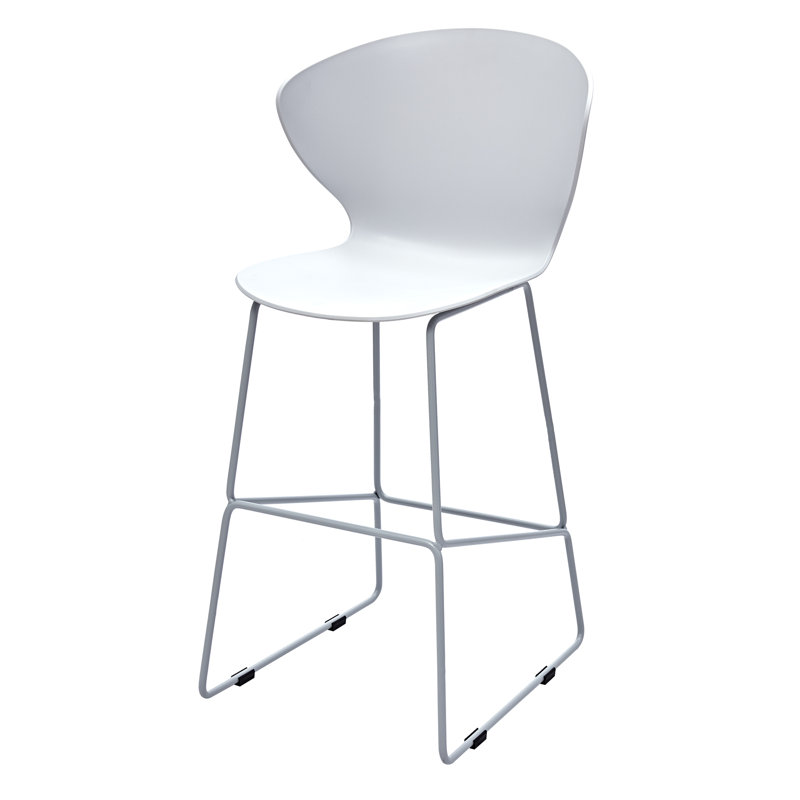 Tabouret de bar et de bar Varvara, Blanc, Tabouret de comptoir (siège d'une hauteur de 26 p