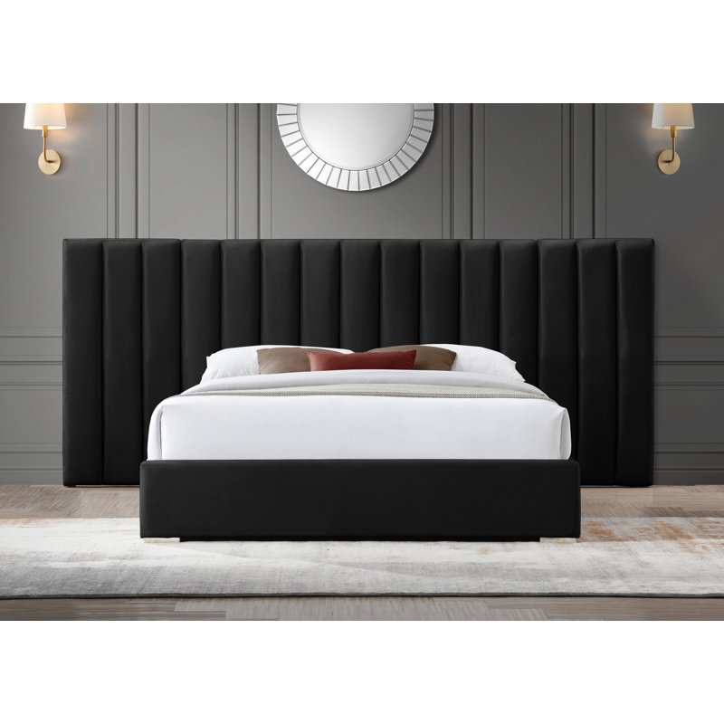 Lit en velours Pablo, Grand, Velours noir