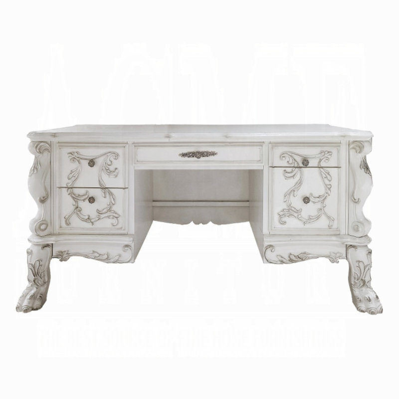 Bureau double caisson Vendome, Blanc os