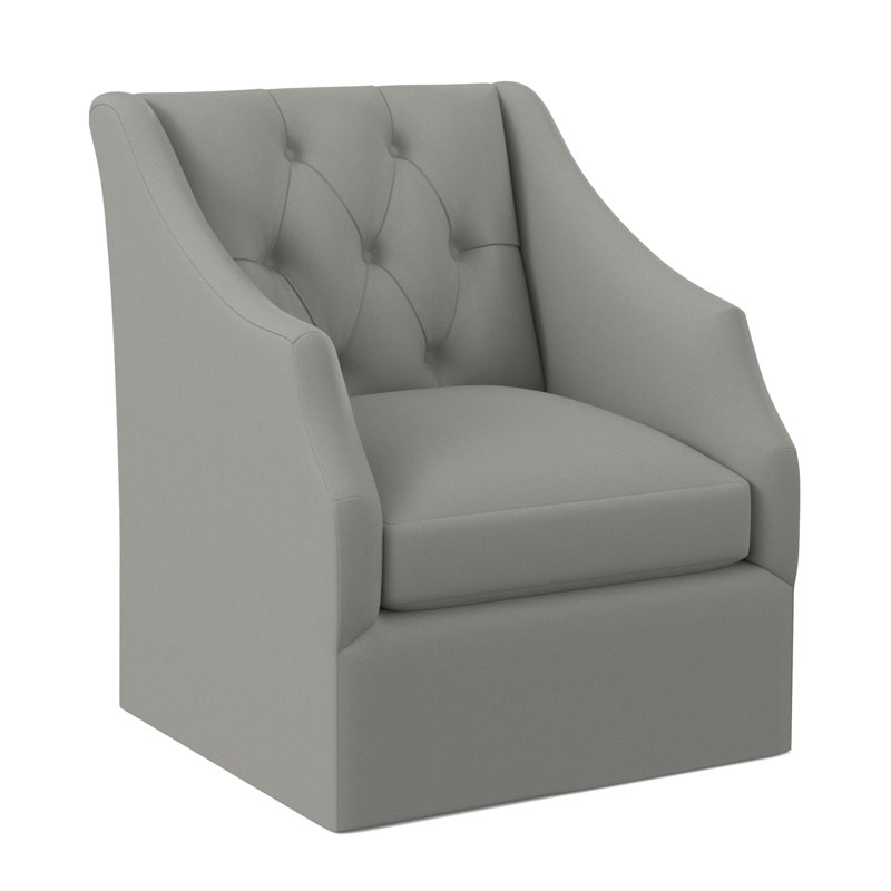 Chaise pivotante à dossier capitonné Claudette, 100 % polyester ivoire pétillant