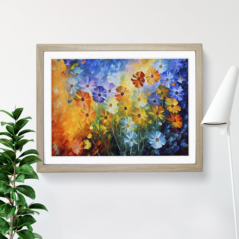 XH1022-6708X Painted Wildflowers Vol.2 Abstract - Single Picture Frame Print, 46cm H x 64cm W x 2cm D, Oak
