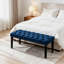 Repose-pieds capitonné en velours bleu, banc d'appoint polyvalent pour entrée, salle à manger, chambre à coucher et salon