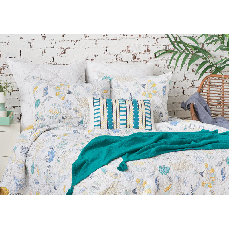 Courtepointe réversible en coton Brie Hayley, Courtepointe double/grand, Lagon