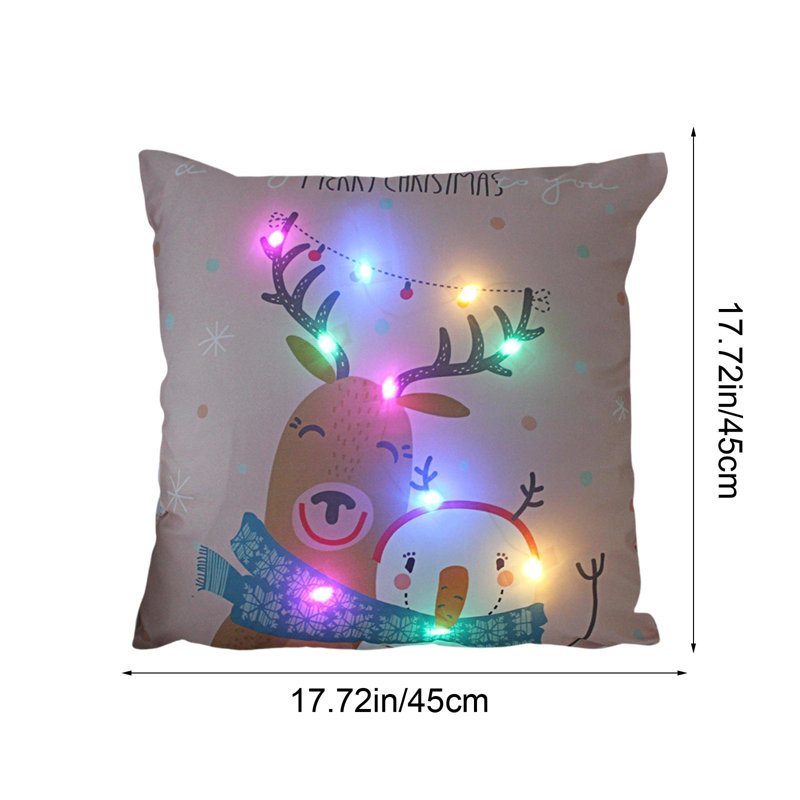 Oreillers de Noël à DEL Cadeaux des Fêtes Oreillers à DEL qui peuvent s'allumer ou rester allumé Deux modes de changement de mode Imprimé Canapé Coussins Coussins d'oreiller