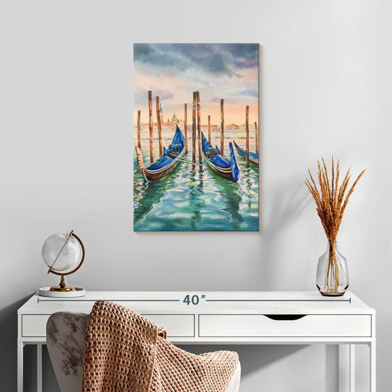 Mehar Gondolas In Venice Canal, 24" H x 16" W